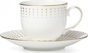 10613195 Lenox Чашка чайная с блюдцем Lenox "Золотой водопад" 150мл Фарфор костяной