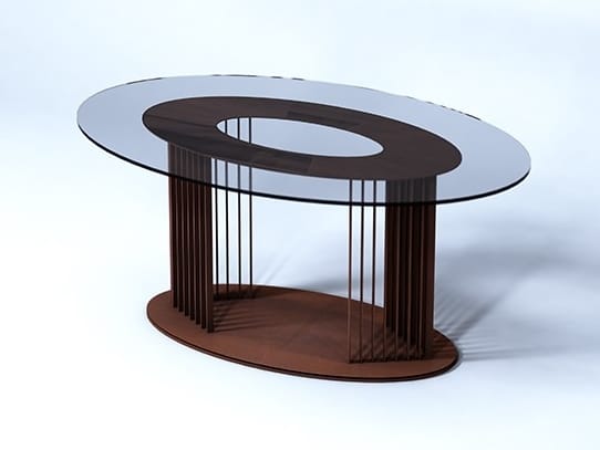 Овальный стол для гостиной из стали и стекла TrackDesign Ovov ARCH-00109251