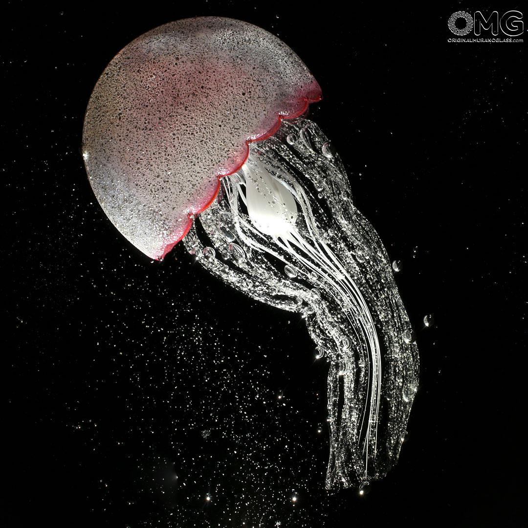 4585 ORIGINALMURANOGLASS Скульптура-лампа LED Розовая медуза - муранское стекло OMG 25 см  - Вид №1
