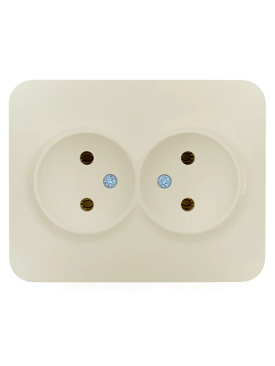 ASTI Розетка двойная б/з ПБТ крем LEZARD 7081-0300-128B - Вид №2