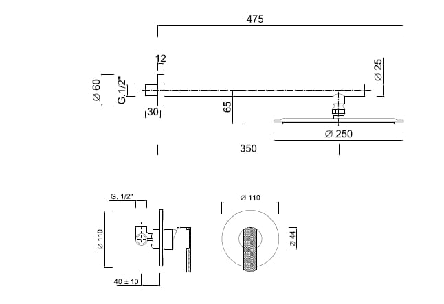 Встраиваемый смеситель для душа с душем Rubinetteria Giulini Surf Deluxe ARCH-00021910 - Вид №2