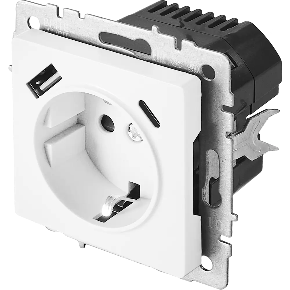 Розетка USB IEK Brite для скрытого монтажа с заземлением 87761533 STLM-1102712 - Вид №1