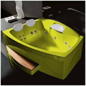 Ванна GRUPPO TREESSE Matrix Slim V763B-Z большая с подголовником глубокая с гидромассажем и дезинфекцией жёлтая