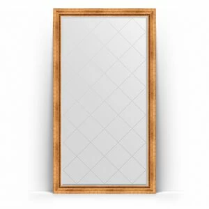 BY 6357 Зеркало напольное с гравировкой в багетной раме - римское золото 88 mm EVOFORM Exclusive-G floor