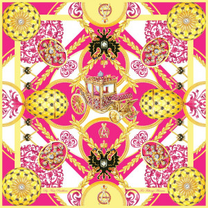 10633885 МД Нины Ручкиной Платок сувенирный "Фаберже Коронационное яйцо" 90х90см Ткань