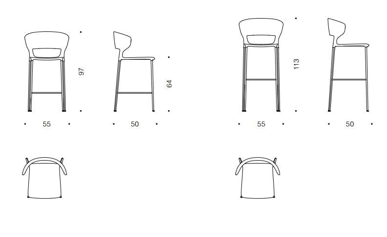 Полиуретановый высокий стул с подставкой для ног Desalto Koki ARCH-00146703 - Вид №5