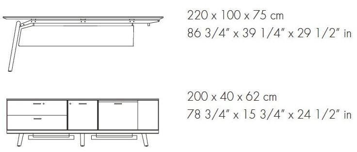 Bralco Рабочий стол из стеклокерамики со встроенной полкой Rail sun-id-1458715 - Вид №2
