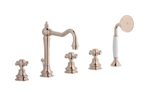 Встраиваемый смеситель для ванны с 5 отверстиями и ручным душем