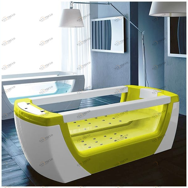 Ванна Gruppo treesse Vision STA-V138C-SE жёлтая с аэромассажем стеклянная прозрачная жёлтая STAV138CZ