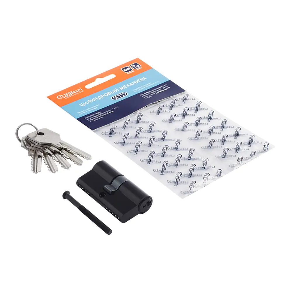 Цилиндр STD Z Л-60 30x30 мм ключ/ключ цвет черный без вертушки Santreyd STLM-2090797 - Вид №1