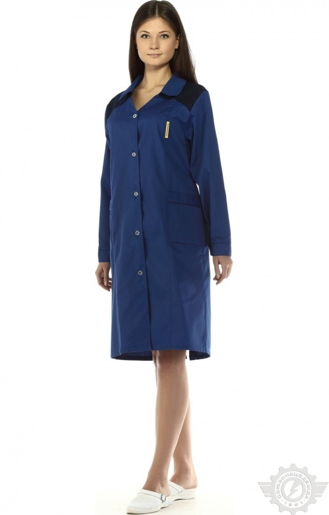 65725 Халат "Мастерица" женский василек с темно-синим  Одежда для обслуживающего персонала  размер 60-62/158-164 Спецодежда  - Вид №3