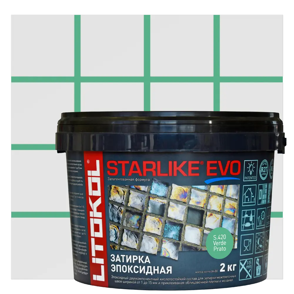 Затирка эпоксидная LITOKOL Starlike Evo S.420 цвет зелёная трава 2 кг Без серии STLM-2103705