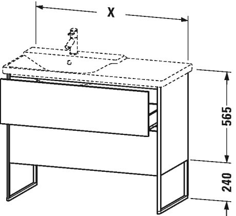 XS446409898 Тумбочка напольная XSquare #XS4464 810 x 473 мм Темно-синий шелковисто-матовый лак Duravit - Вид №3