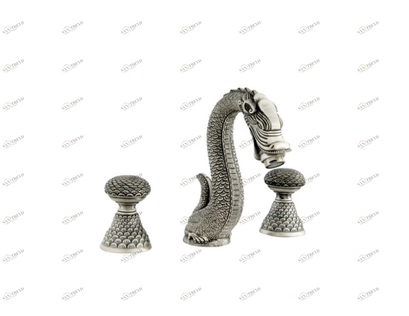 059401.A00.71 Набор для раковины с тремя отверстиями Античное серебро Mestre Dragon