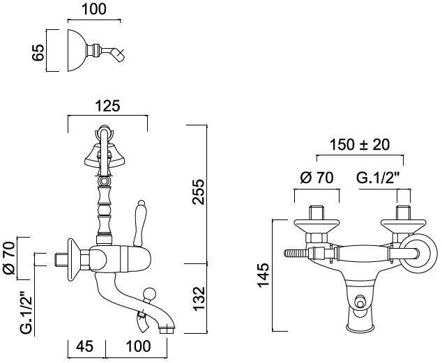 Rubinetteria Giulini Настенный смеситель для ванны с ручным душем Pragamix - pragamix crystal F7510 - Вид №1