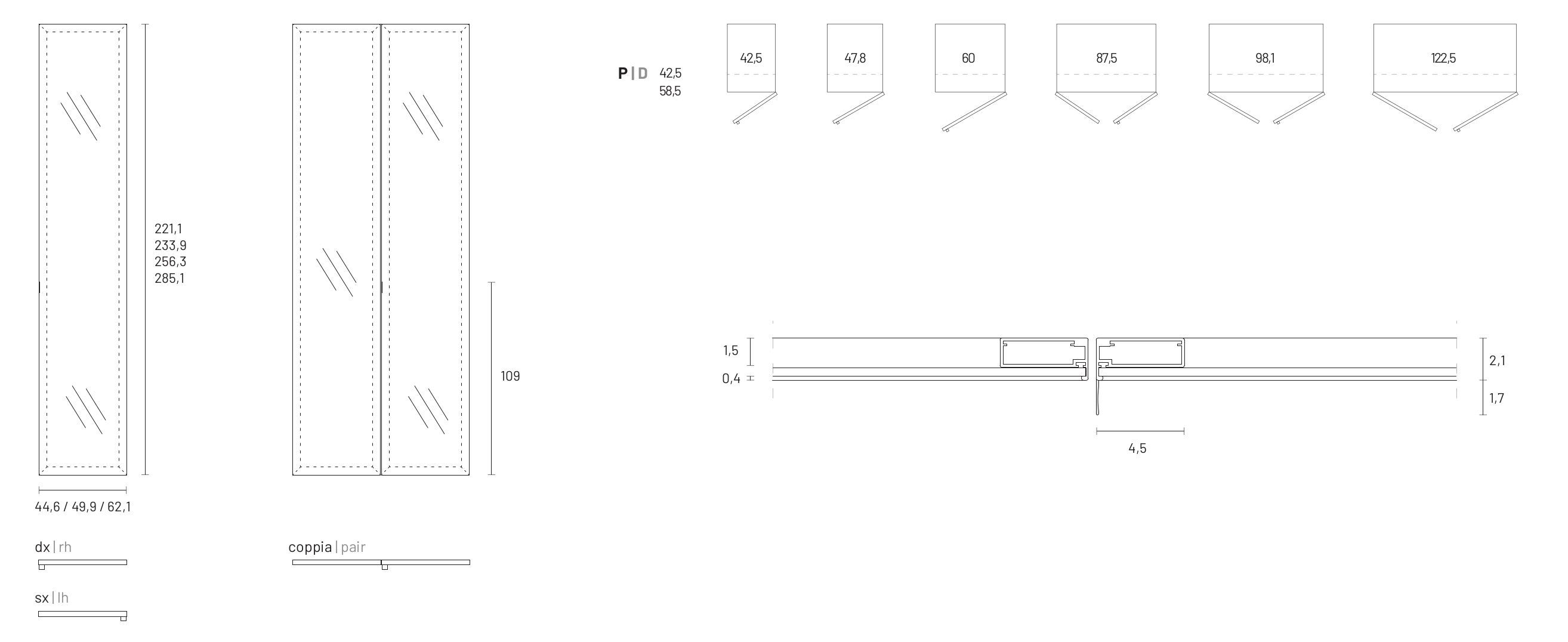 Модульный шкаф со стеклянной распашной дверью Dall'Agnese Wardrobe Collection ARCH-00098116 - Вид №5