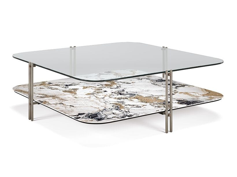 Низкий журнальный столик из хрусталя и керамики Cattelan italia BIPLANE ARCH-00099523