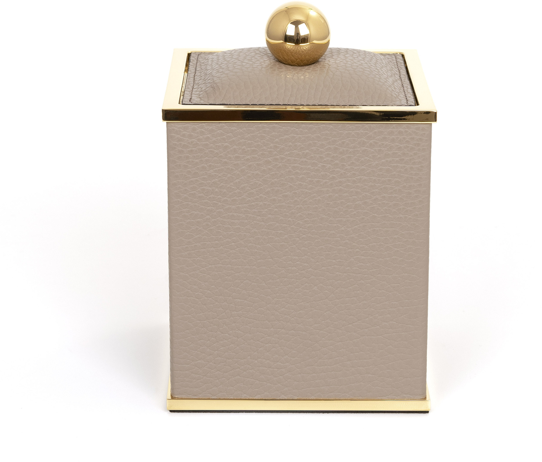 Держатель для ватных дисков Olimpia Square Square - 10,5X10,5XH15 см / металл-отделка_золото / зерненая кожа_серо-коричневый