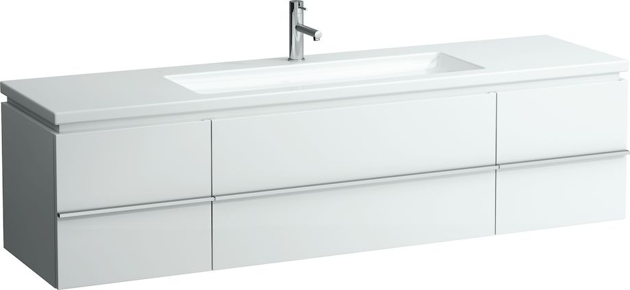 H4013610759991 Шкафчик под раковину с сифоном, экономящим пространство, для раковин 816438, 1 выдвижной ящик, 2 дверцы, 2 стеклянные полки LAUFEN PRO - Вид №1