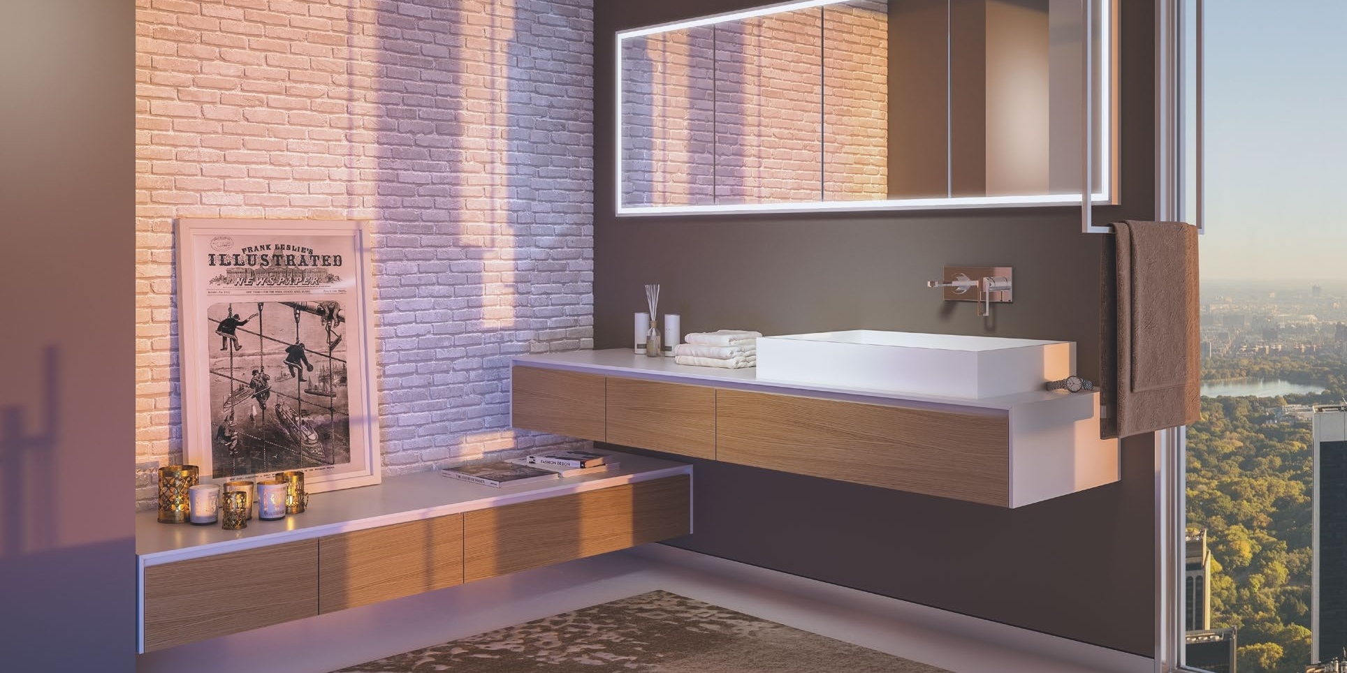 Moma Design Тумба подвесная с 3 ящиками 1800 Slimline3 350 дуб BLT309183RN - Вид №1