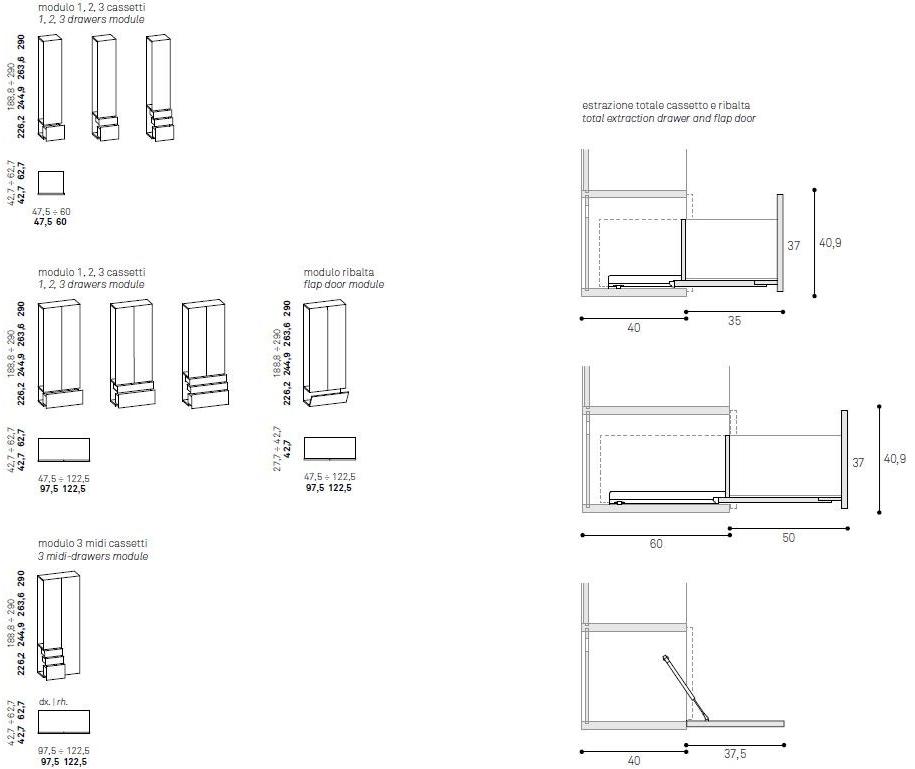 Caccaro Гардероб с ящиками и открытыми отделениями Grid sun-id-1392617 - Вид №4