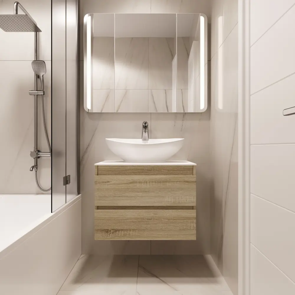 Тумба под раковину подвесная Vigo Matteo 70 см цвет дуб сонома STLM-2106093 - Вид №7