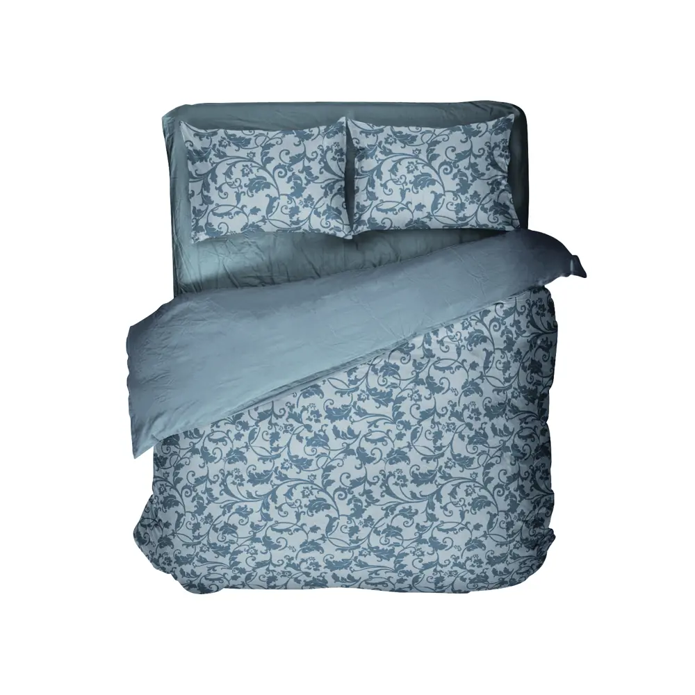 Комплект постельного белья Шуйские Ситцы Вьюн двуспальный бязь бирюзовый STLM-2177786