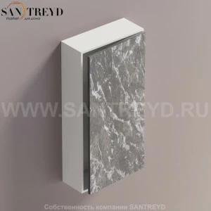 LIFT Модульный шкаф 80 см с правой дверью на доводчиках. Модули могут располагаться горизонтально и вертикально. Отделка: белая краска и серый мрамор. AMOB052GCLZDX