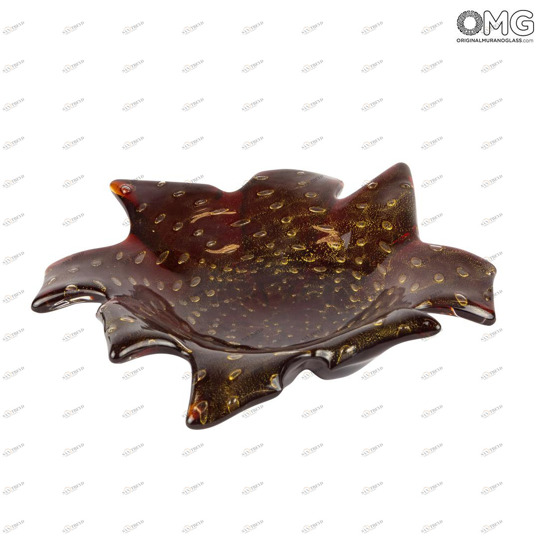 3601 ORIGINALMURANOGLASS Бордовое блюдце-вазочка - балетон - муранское стекло OMG 35 см 