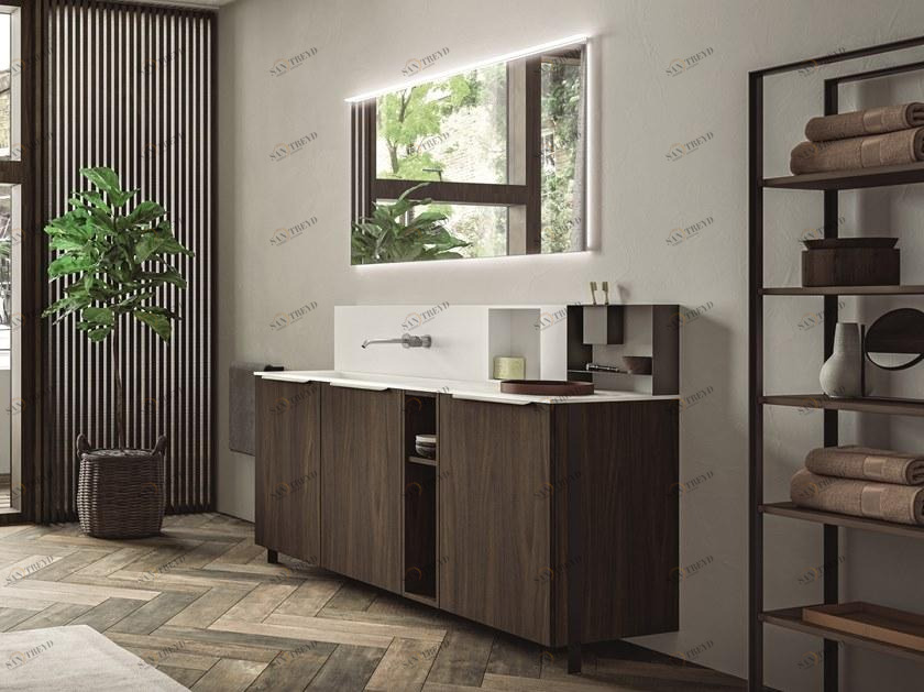 Cerasa Мебель для умывальника из меламина с зеркальными дверцами Cartabianca sun-id-1352555