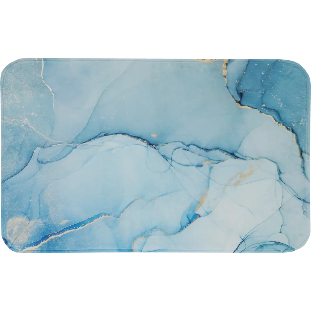 Коврик для ванной комнаты Swensa Marble 80x50 см цвет голубой с золотом STLM-2117616