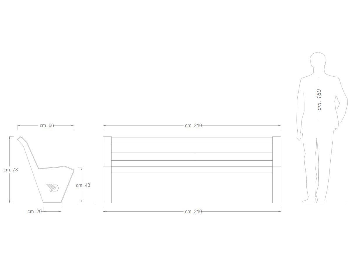Стальная и деревянная скамья DIMCAR сущность ARCH-00096445 - Вид №2