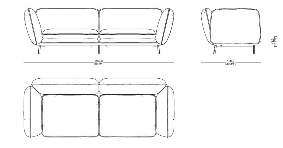 2-местный тканевый съемный садовый диван Sicis Lipari ARCH-00064278 - Вид №4