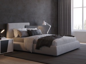 Кожаная двуспальная кровать для хранения