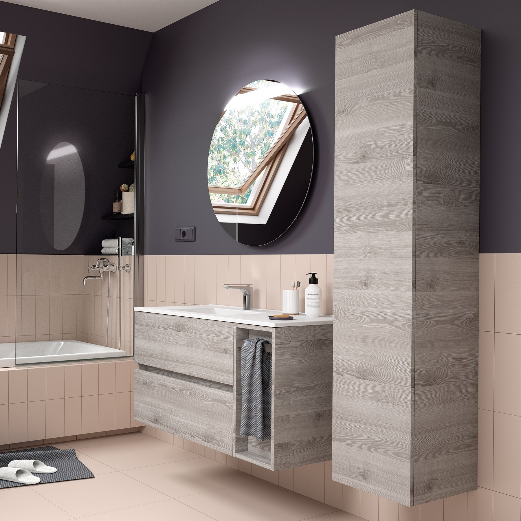 22830 SALGAR Колонна АЛЬЯНС 1600 двусторонняя 2-дверная нажимная BAY PINE 350 x 1600 x 349 мм Лавровая сосна  - Вид №1