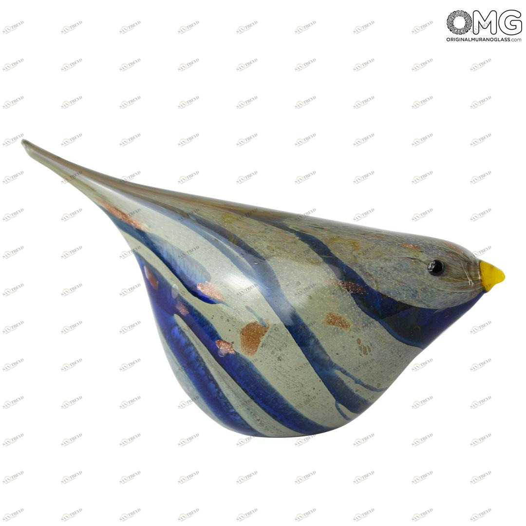 4641 ORIGINALMURANOGLASS Фигурка Синий воробей - муранское стекло OMG 13 см 