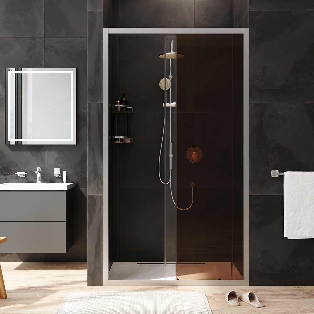 W90G-110-1-195MBr Solo Дверь душевая 110х195 стекло бронзовое профиль матовый хром AM.PM Gem - Вид №2