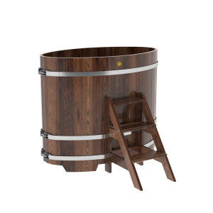 1154 Купель овальная из лиственницы 0,80х1,42х1,2 морёная премиум Alyarus