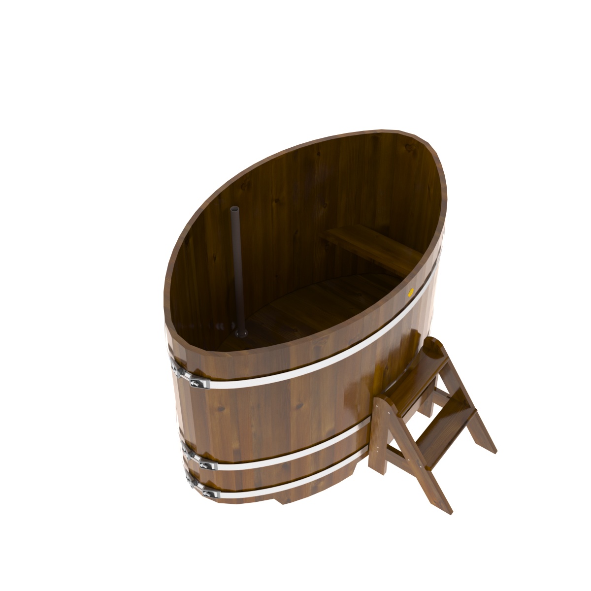 2281 Купель овальная из лиственницы Рустик 1,02х1,68х1,1 морёная Alyarus  - Вид №2