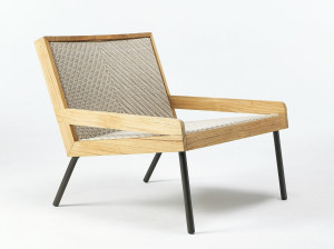 Кресло из тика и полипропиленовой веревки с подлокотниками