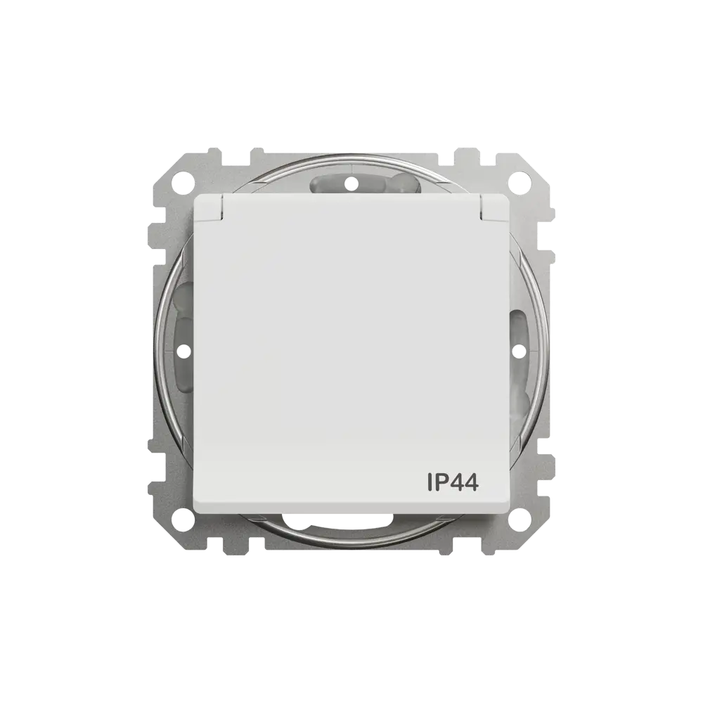 Розетка встраиваемая влагозащищенная Systeme Electric Sedna Design с крышкой IP44, цвет белый STLM-2056800