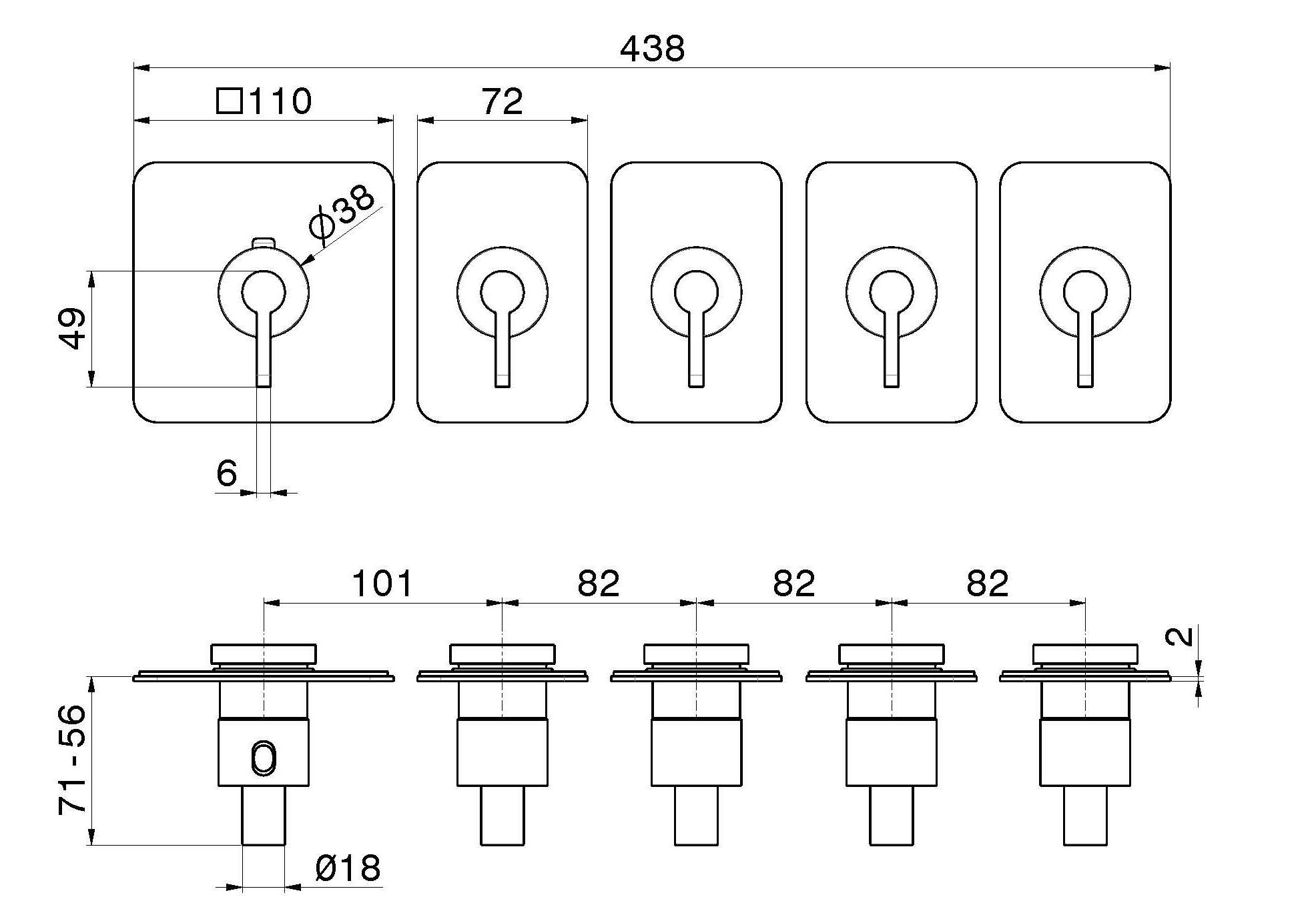 Термостатический смеситель для душа с 5 отверстиями Newform многофункциональные термостаты с 4 выходами ARCH-00111835 - Вид №4