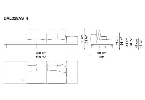 3-местный тканевый диван с полуостровом B&B Italia док ARCH-00061121 - Вид №21
