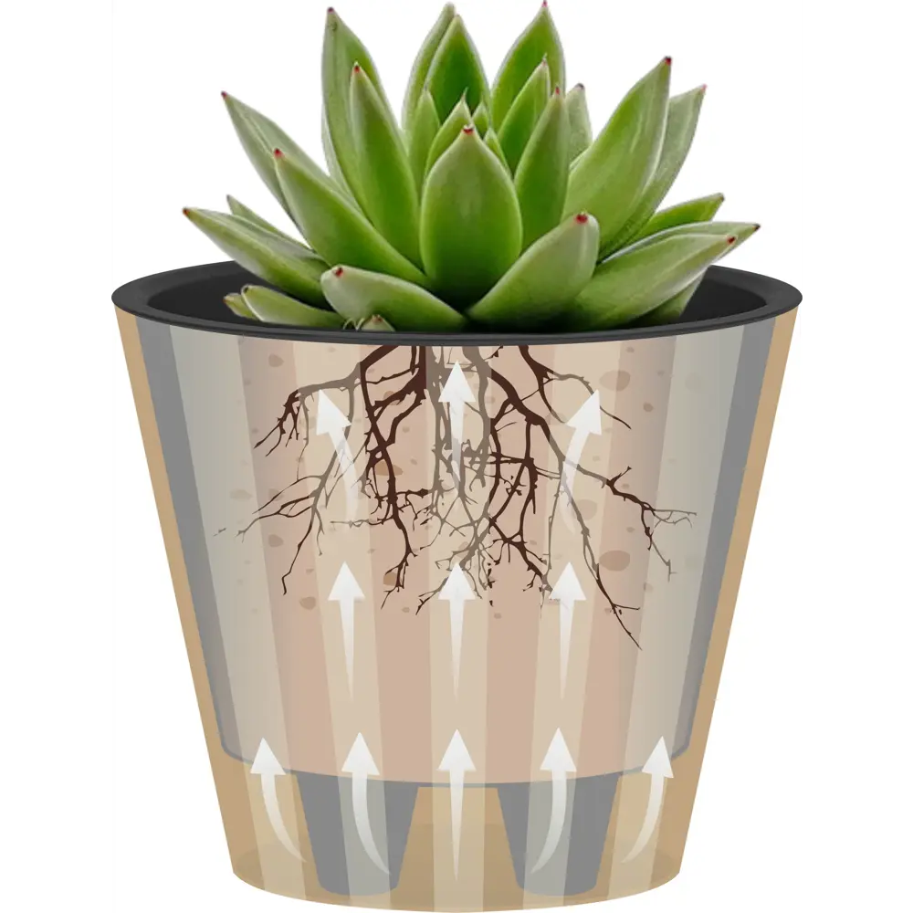 Горшок цветочный Ingreen Sand ø19 h17.7 см v3.3 л пластик молочный шоколад STLM-2035986 - Вид №4