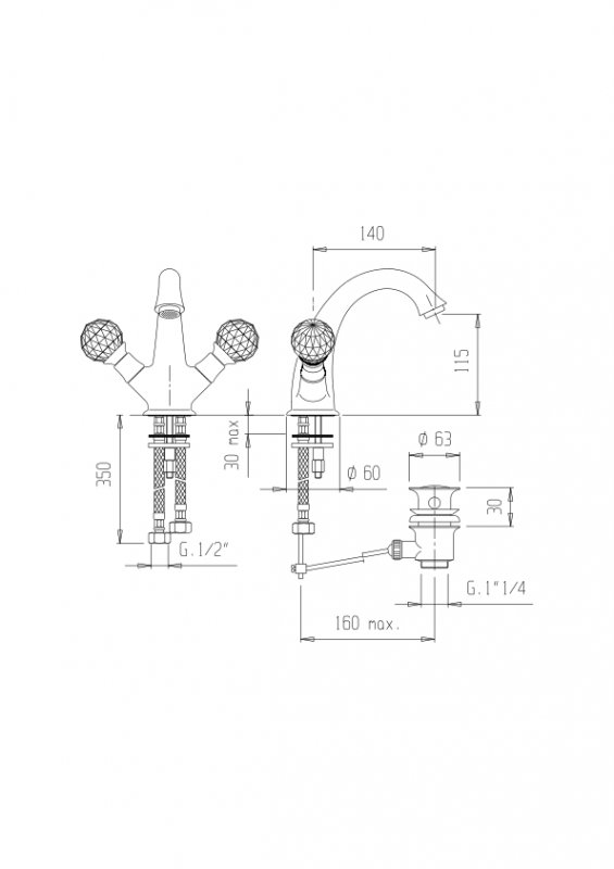 Смеситель для раковины CEZARES GOLF-LS1-02 - Вид №1