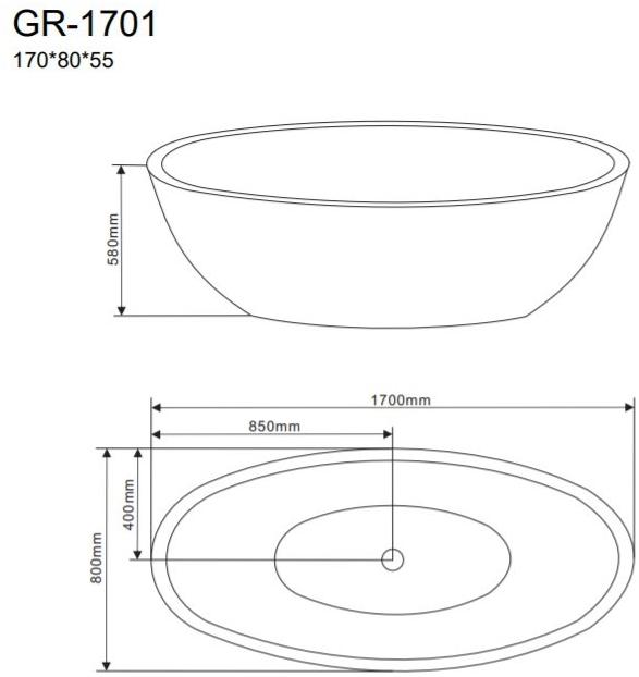 Ванна отдельностоящая GR-1701 (170x80x55) GROSSMAN  - Вид №2