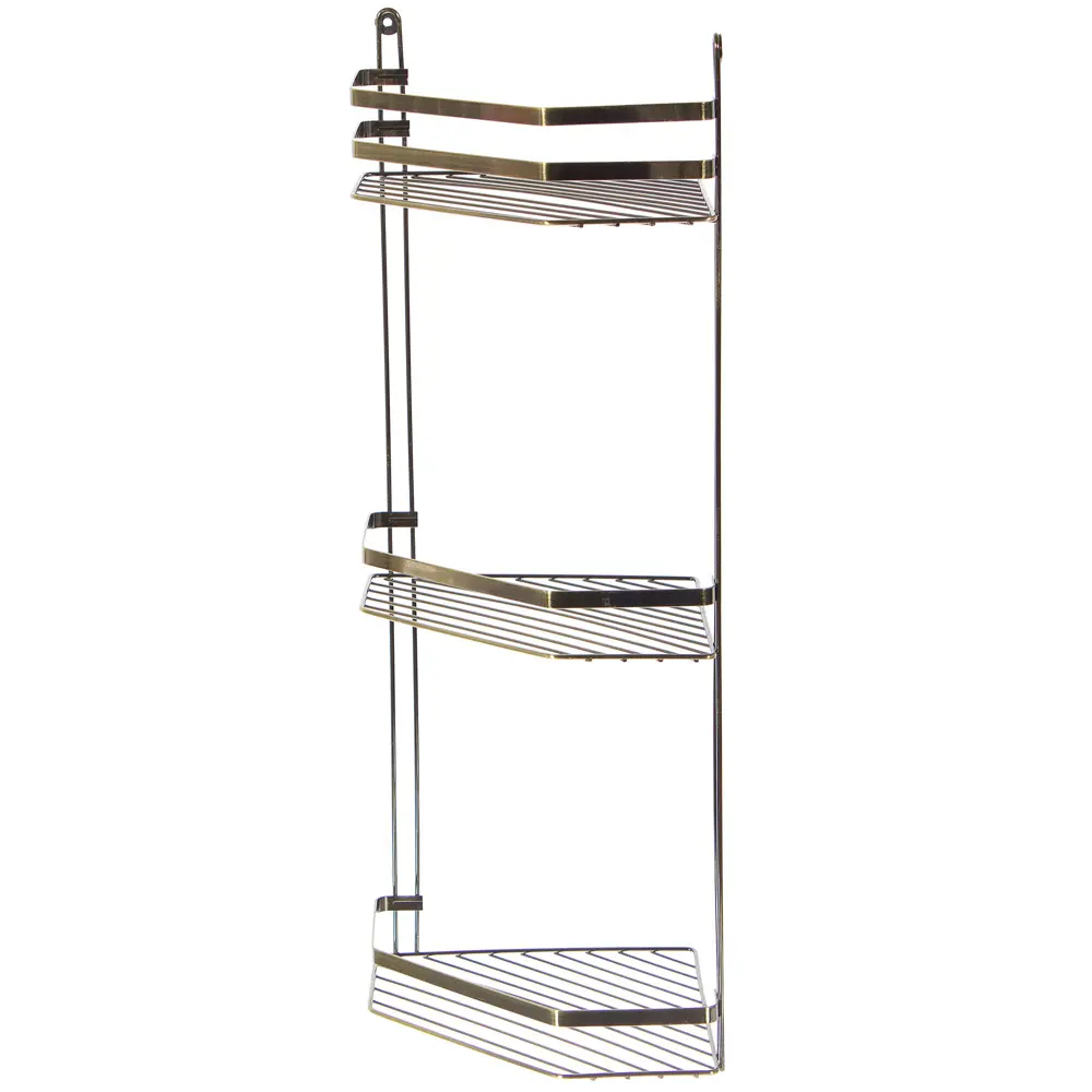 Полка для ванной комнаты Антик трехъярусная угловая цвет бронза BRISSEN BSR-1181-3 STLM-2159821