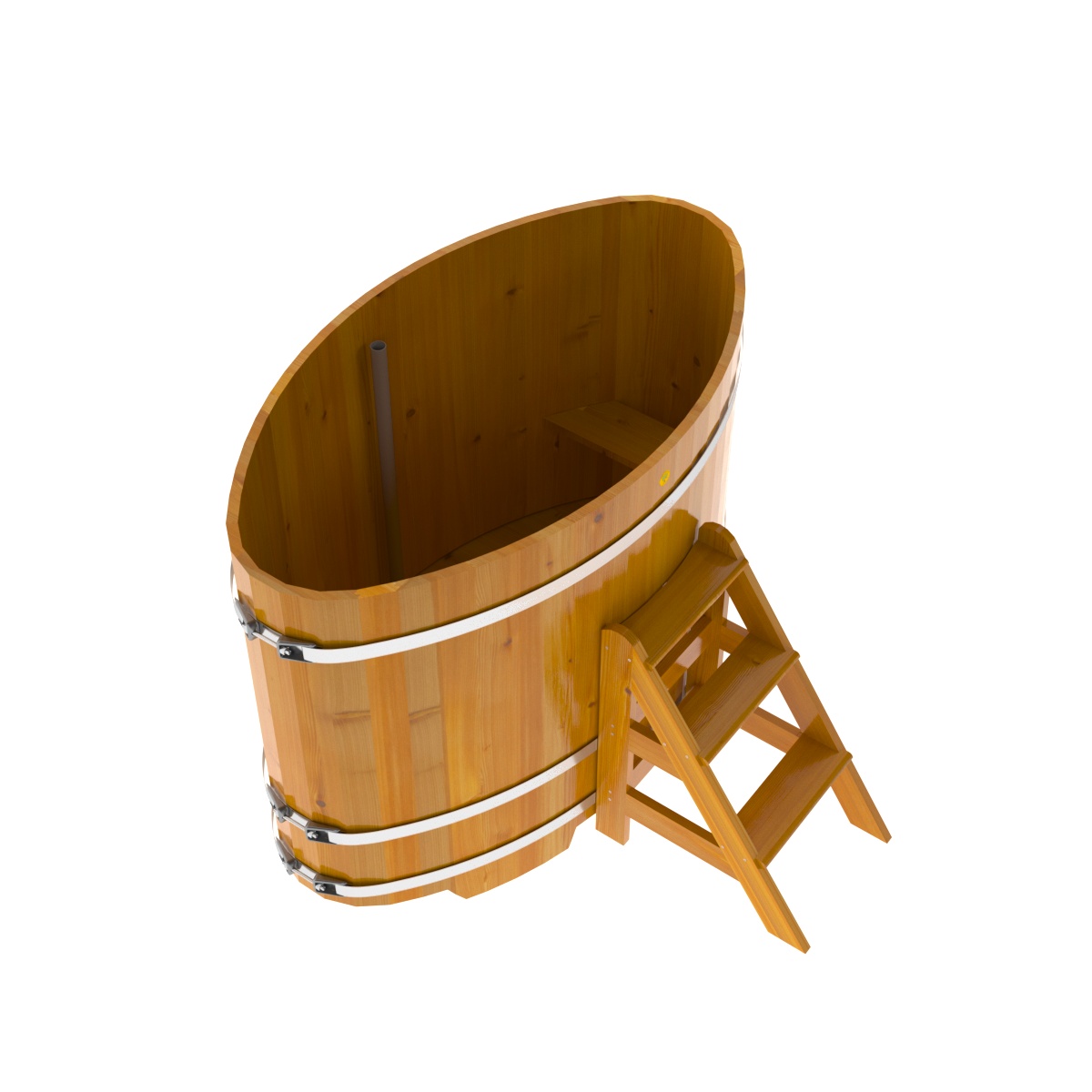 2274 Купель овальная из лиственницы Рустик 0,92х1,66х1,2 натуральная Alyarus  - Вид №2