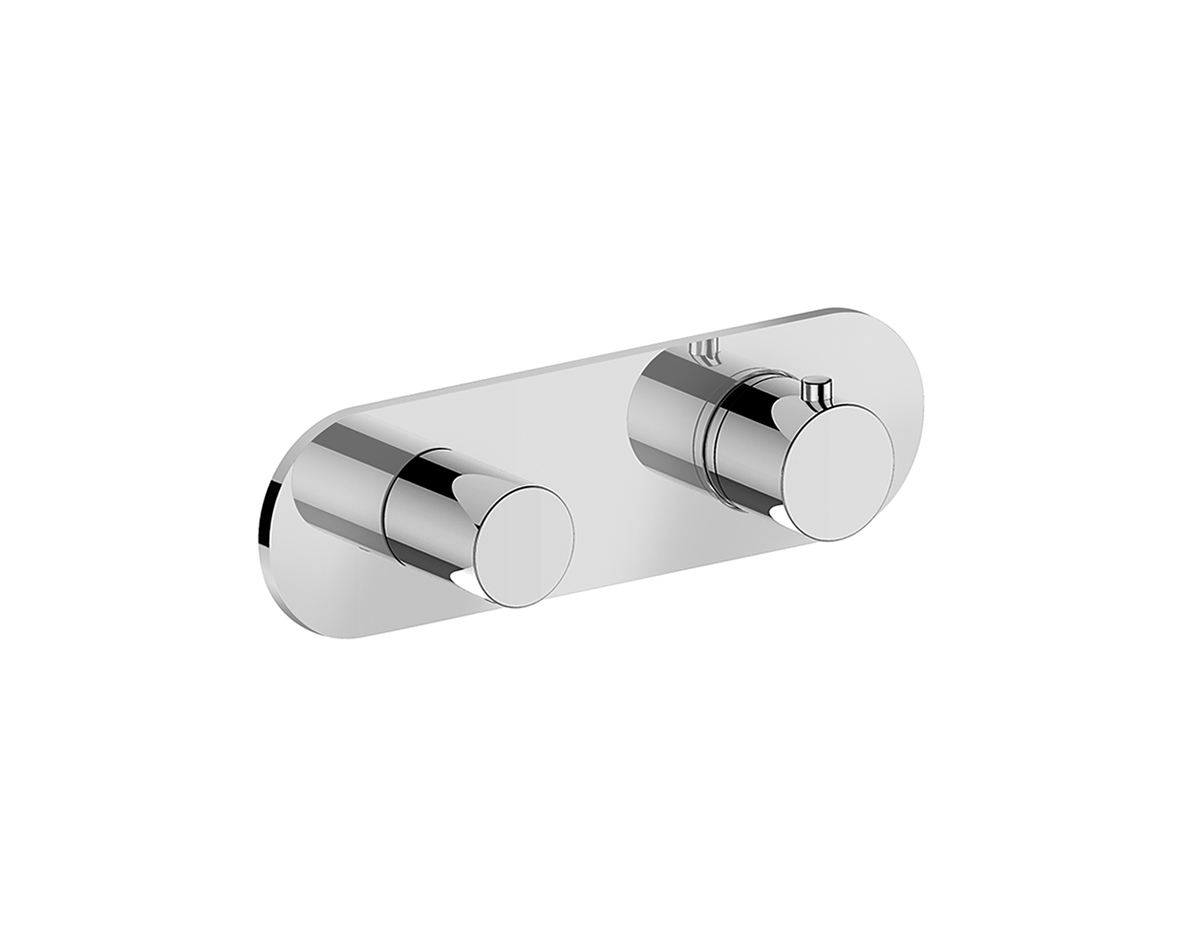 V273B+D373A  Термостатический встраиваемый смеситель для душа, 3/4''ручки переключатель с закрытием, на 3 потока с поворотной кнопкой только для горизонтальной установки впуски 3/4'' Звукоизолированные Fantini Rubinetti MARE