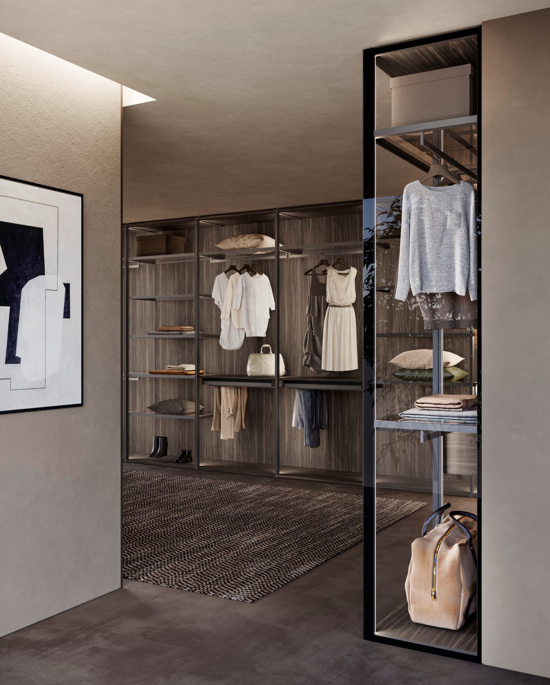 Деревянная секционная гардеробная со встроенным освещением Olivieri ARCH-00000831 - Вид №3